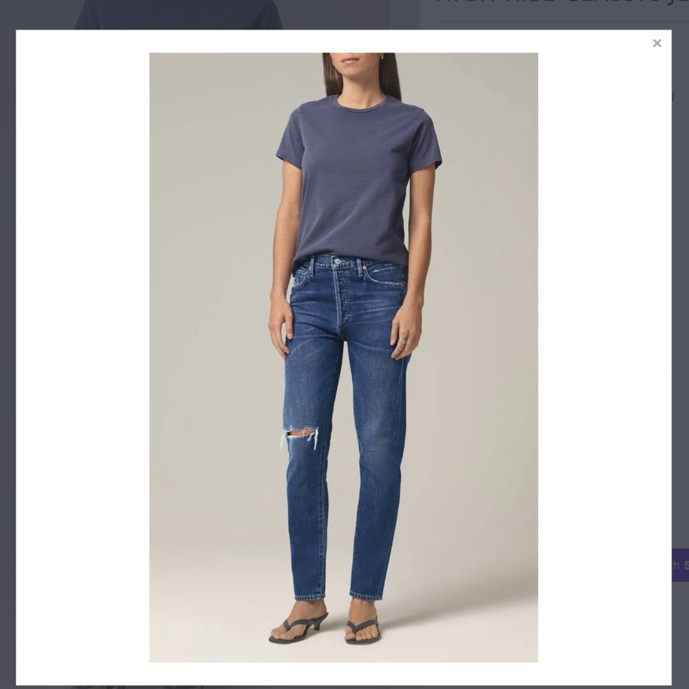 Citizens of Humanity Liya High Rise Classic Fit Crop Button Fly Size 28